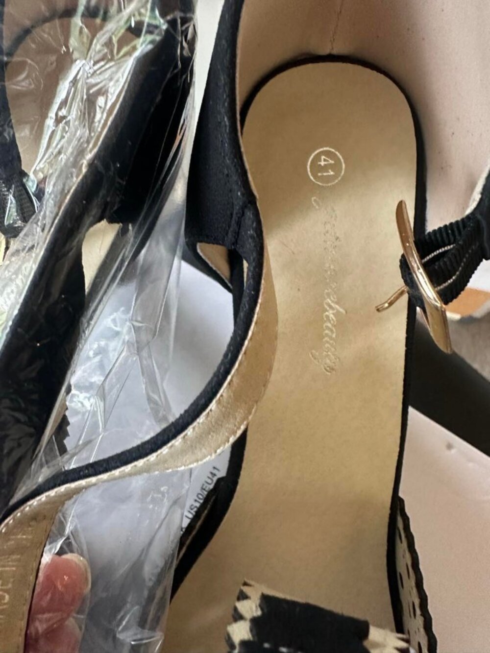 Vintage T-Strap Peep Toe Platform Heels Black Size 10 Gatsby PinUp - Picture 2 of 7
